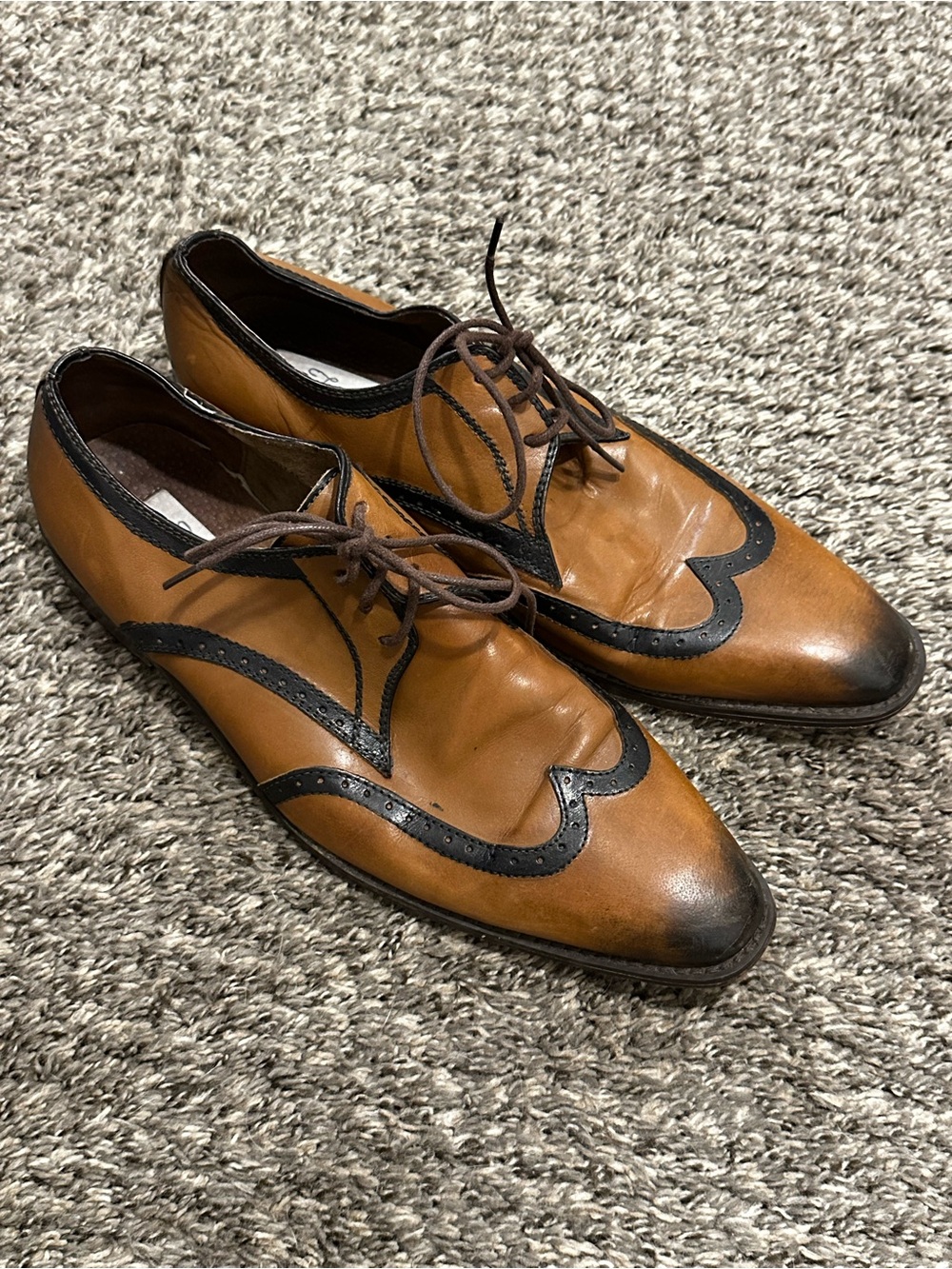 Fratelli Men's Two-Tone Brown and Black Wingtip Oxfords